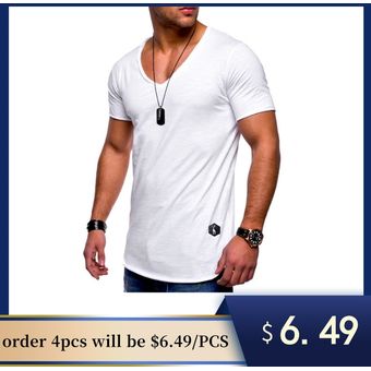 100% algodón verano Hip Hop estilo largo hombres camiseta Casual deportes Slim moda camiseta p HON 