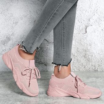zapatos transpirables Zapatillas de deporte con cordones para mujer 