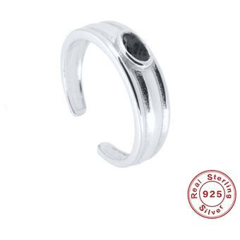 Canner Black Rock Zircon Realmente 925 Anillo De Plata De De 
