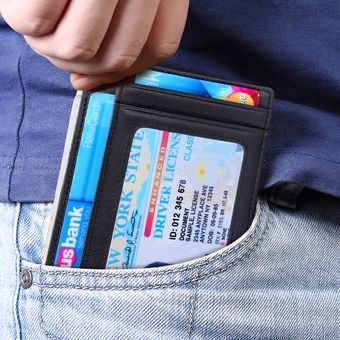 #Coffee LUN Slim cartera RFID titular de la tarjeta de crédito de bolsillo delantero cartera minimalista seguro Delgado tarjeta de crédito caso Mini moneda bolsillo 