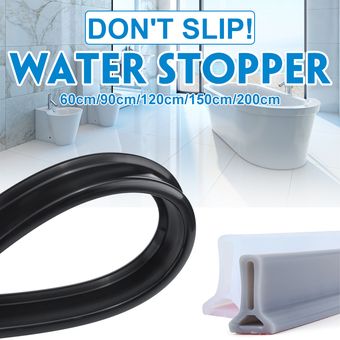 Barrera de baño de 12 mm Free Dobling Cocina Barrera de agua Tapón de agua Silicona 50-200 CM Negro-Set A 