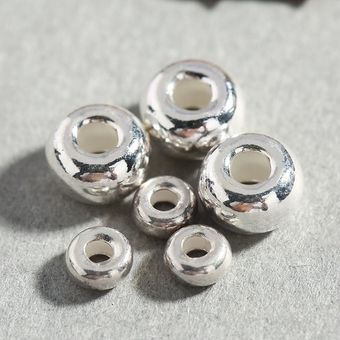 1 Paquete De 925 Perlas De Encanto Ovaladas De Plata 3x2mm 