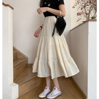 Falda Vintage de cintura alta para mujer falda larga negra gótica p 