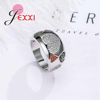 Diseño De Sello Cardíaco Anillo Femenino 925 Joyas De Plata 