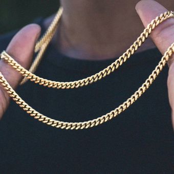 Mens Chain Necklace Stainless Steel Gold Black Color Male Choker colar Jewelry Gifts for Him #3mm B 