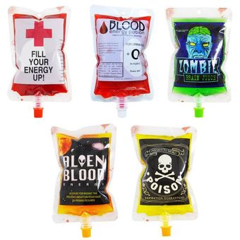 Accesorios de decoración para Halloween, bolsas de bebidas con sangre, Cráneo, v（#Double straw bag 