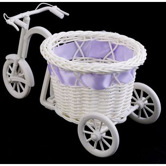 Bowknot Rattan Triciclo Bicicleta Basket Fiesta Decoración de Boda Regalo Decoración para el hogar 