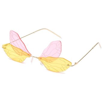 Crsd gafas de sol de dos alas sin marco retro punkmujer Crsd gafas de sol de dos alas sin marco retro punkmujer