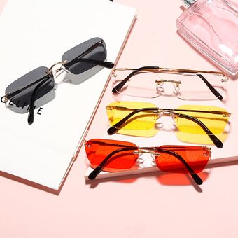 Pequeñas gafas de sol sin marco Gafas de sol rectangularesmujer 