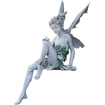 Hada de la flor estatua figurillas con las alas del jardín al aire libre del ornamento Arte de la resina 