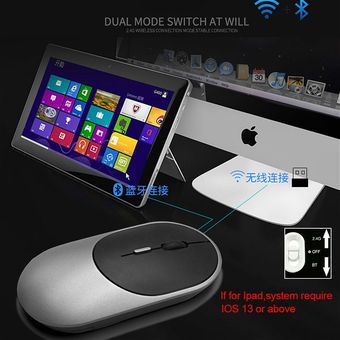Ratón inalámbrico recargable con Bluetooth 5,1 2,4G Mouse óptico US 