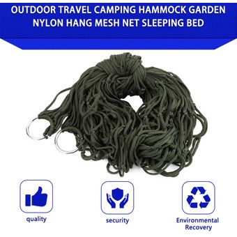 Viajes acampar al aire libre Jardín Hamaca de nylon Cuelgue la red del acoplamiento cama para dormirazul 