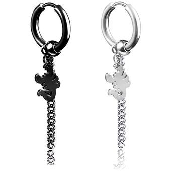 1pc Punk Cruz Estrella Colgante Negro Acero Inoxidable Oreja 