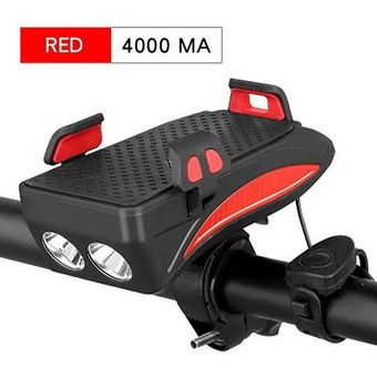 5 IN 1 Led Bicycle Light Front  Solar Horn Phone Holder bicycle Lamp 4000mAh Flashlight for Bike Li 