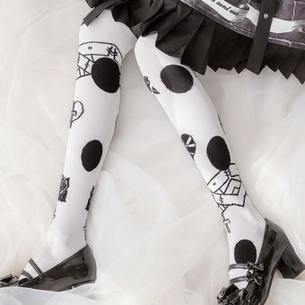 Cosplay medias blancas tejidas por encima de la rodilla #White calcetines hasta el muslo de Lolita para chica joven Calcetines de Lolita con corazón de muñeca para chica joven 