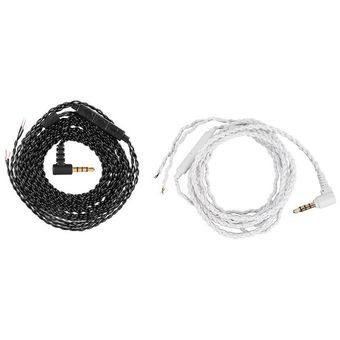 3.5mm DIY Sustituir cable del auricular del auricular de 1 metro de alambre de actualización con el Mic 