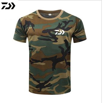 Camiseta de pesca de camuflaje para hombre transpirable para deportes al aire libre ropa de pesca de manga corta de verano de secado rápido 