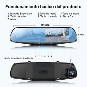 Camara Espejo Retrovisor Dual 1080P camara trasera 7 pulgadas