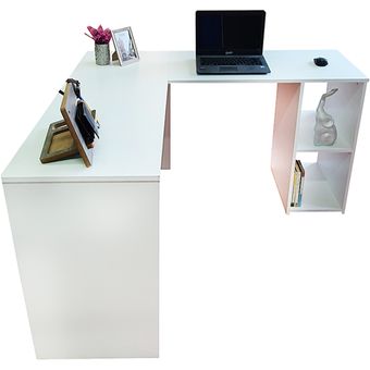 Escritorio En L Color Blanco Home Office Moderno Elegante Para Casa Y  Oficina