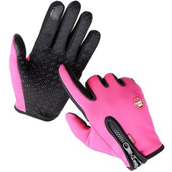 Pink#Guantes cálidos de invierno para ciclismo resistentes al agua, 