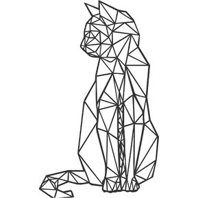 Gato en Madera con Diseño Geométrico para Decoración del Hogar