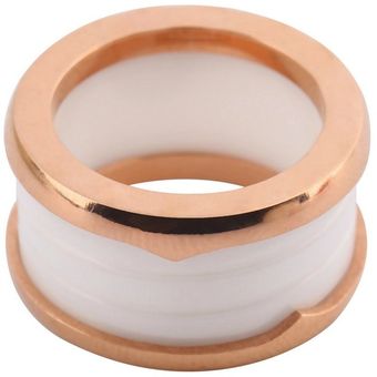Moda cerámica de titanio acero 18k rosa anillo chapado en oro uni  anillo ancho 