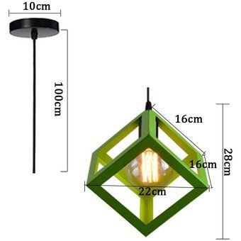 Lámpara Colgante Creativa Lámpara de Techo Industrial Cubo Verde 