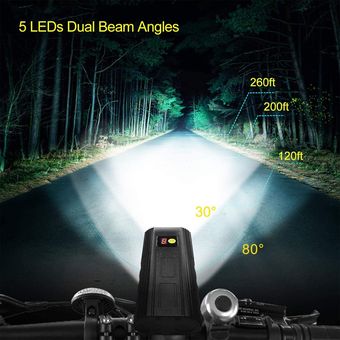 Linterna de la bici para la conducción nocturna LED 5 5 Modos de tipo C 5200mAh USB Faro 