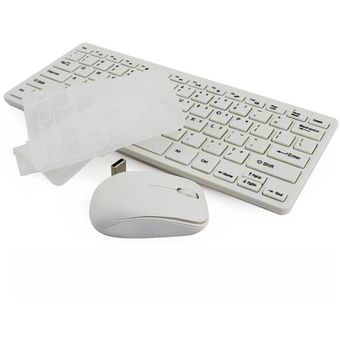 Combo Mini Teclado y Mouse Inalámbrico 2.4G Blanco