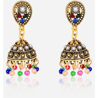 Pendientes De Campana De Viento De Oro Retro Pendientes Azul 