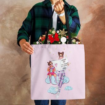 Bolso de mano de lino con estampado de Super Mama para mujer bolsa 