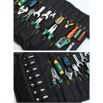 Bolsa de almacenamiento de herramientas de herramientas de hardware de electricista Bolsillo de bolsillo en rollo de bolsillo Organizador bolsa-Silver 
