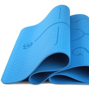 Línea de postura de dos colores Tpe Yoga Mat Protección del medio ambiente Insípido 