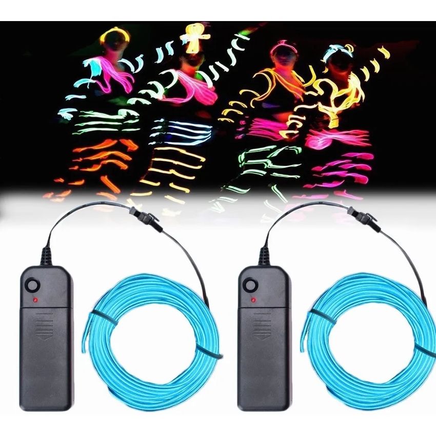 estroboscópico alambre electroluminiscente para fiestas decoración de bricolaje Halloween Balabaxer El Wire Ice Blue neón brillante 5 m luces de neón de reducción de ruido portátil 