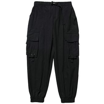 Pantalones Cargo negros de Hip-Hop para hombre  ropa de calle harén .. 