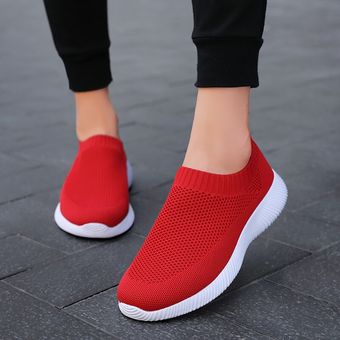 Zapatillas de malla plan Zapatos vulcanizados informales para mujer 