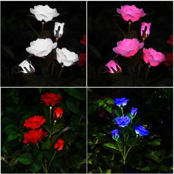 Simulación Solar Rosa Flores luces a prueba de agua lámpara LED para jardín para al aire libre jard 