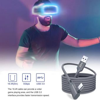 accesorios para auriculares Cable de carga rápida de 5M para transferencia de datos VR Cable de enlace USB 3,0 para Oculus Quest 2 