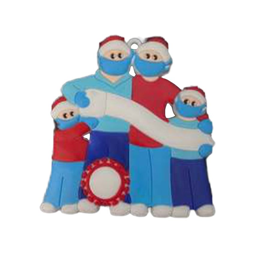 DIY Nombre Saludos PVC Máscara Muñeco de nieve Forma Árbol de Navidad Colgante Colgante Exquisito Familia Retrato Tipo