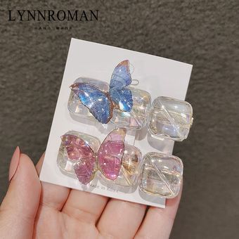 pasadores de flores lazos horquillas de diamantes de imitación Pinzas de pelo para mujer accesorios para el cabello con perlas de cristal y mariposas 