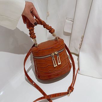 tendencia de viaje Mini bolso cruzado de cuero PU con diseño de piedra para mujer de marca bolso de mano femenino #Light Brown 
