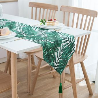 Verde Nórdica plantas bandera de la tabla moderno mantel para mesa S 