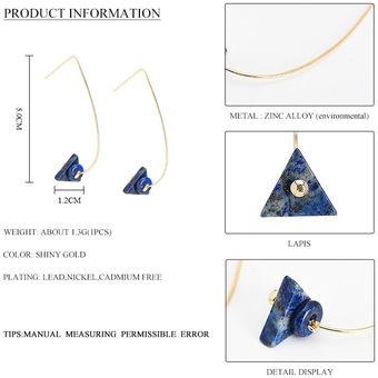 Pendientes Colgantes De Piedra Natural Del Triángulo Azul De 