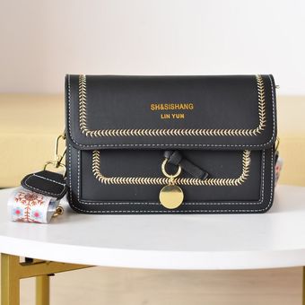 Bolso Manos Libres Negro Con Cadena Para Mujer