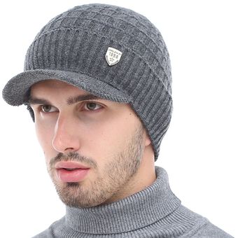 Gorro Invierno Hombre De Lana Con Forro Interno Moda-Gris ...