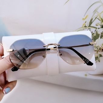 Gafas de sol poligonales de Uvlaik sin marco de las gafasmujer 