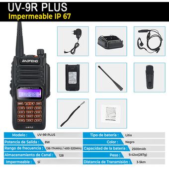 Baofeng-walkie-talkie UV-9R Plus, Radio bidireccional, resistente