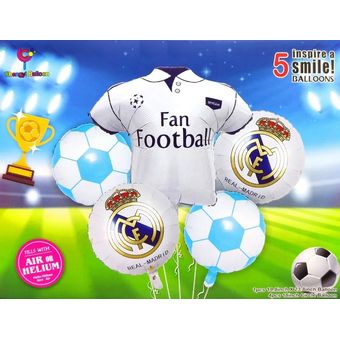 Adhesivo decoración cumpleaños Real Madrid en globo