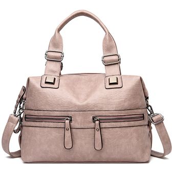 Bolso de piel de oveja de para mujer color sólido 34x26x15cm 