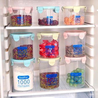 Multifuncional de plástico latas selladas Jar Inicio de la cocina de almacenamiento de grano Azul 